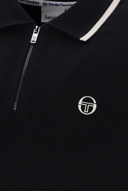 Sergio Tacchini Davide Black Mens Quarter Zip Polo