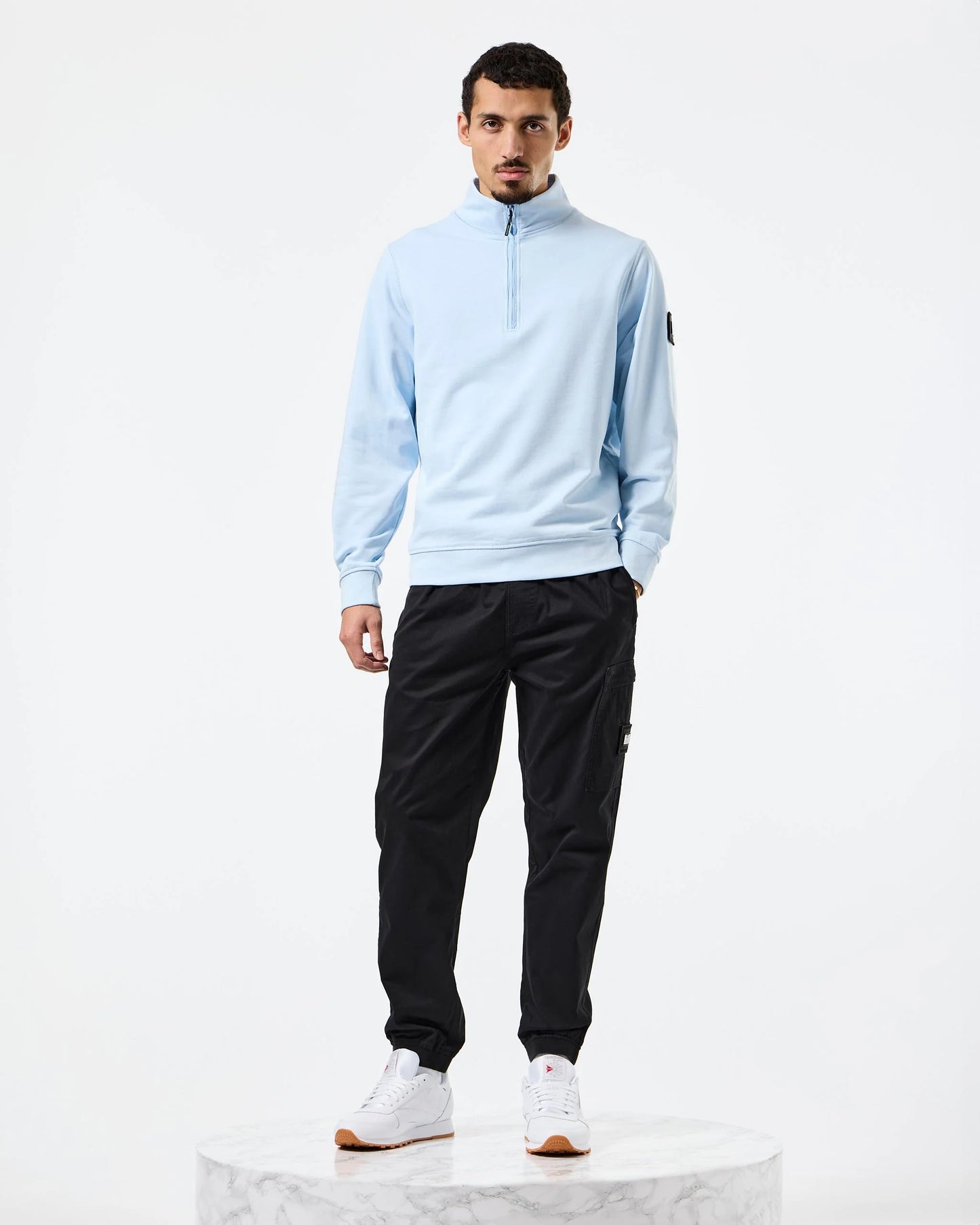 Weekend Offender - Kraviz Quarter Zip Sweatshirt - Oceanwave Blue