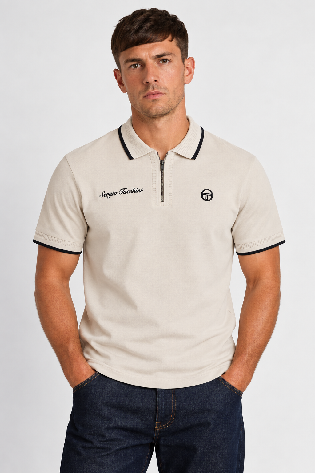 Sergio Tacchini Davide Peyote Mens Quarter Zip Polo