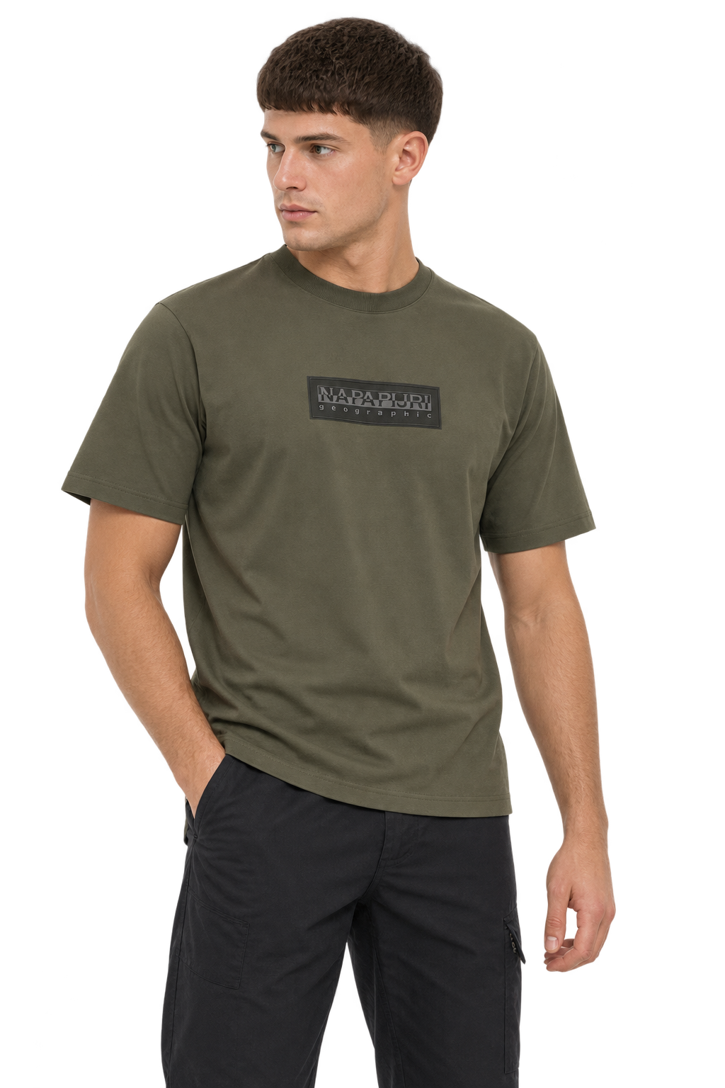 Napapijri Box Logo T-Shirt Green Olive Night