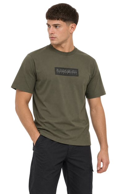 Napapijri Box Logo T-Shirt Green Olive Night